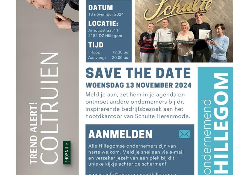 Save the date - 13 november bezoek Schulte Mode