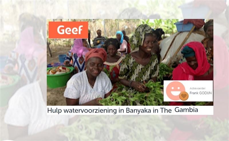 Hulp watervoorziening in Banyaka in The Gambia