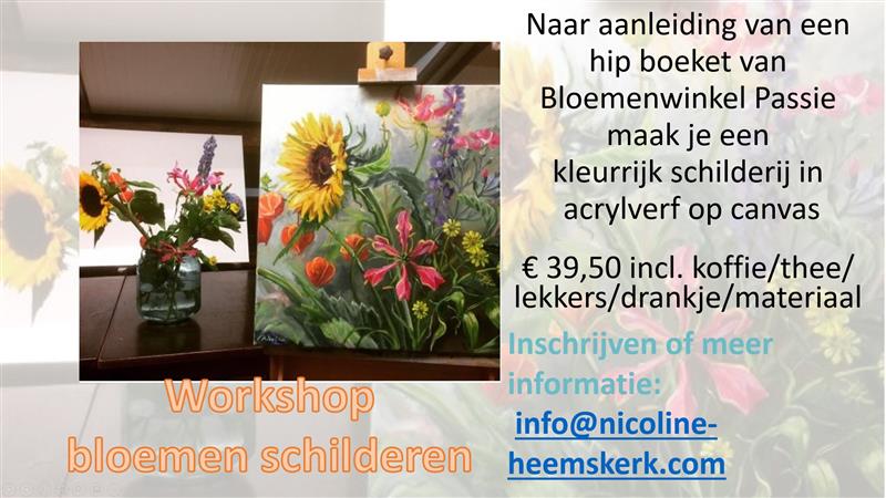 Workshop bloemen schilderen bij Nicoline Heemskerk