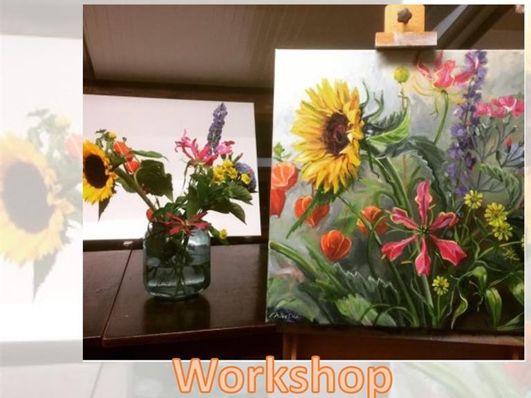 Workshop bloemen schilderen bij Nicoline Heemskerk